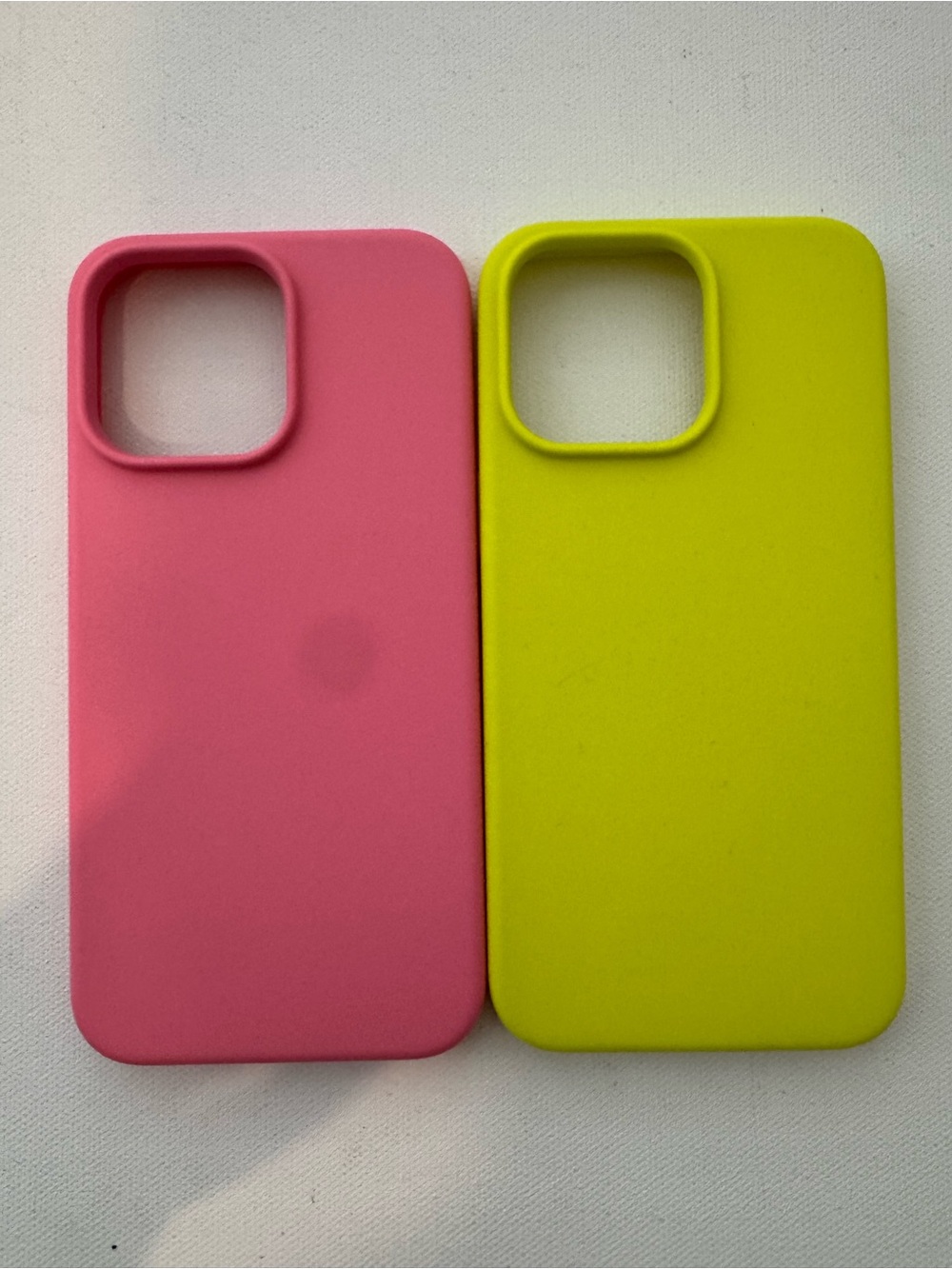 iPhone 15 Pro Max Silicone Phone Cases Set of 2 Pink & Neon Yellow